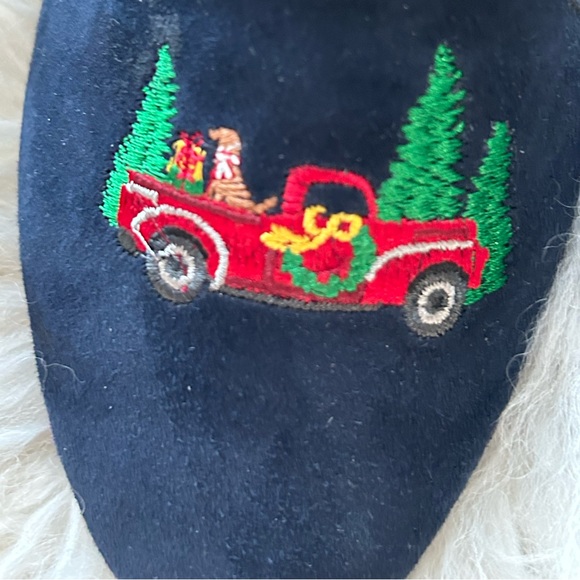 Talbots Indigo Blue Suede Ryan Novelty Christmas Holiday Loafer Flats Sz 8W Wide - Picture 3 of 9